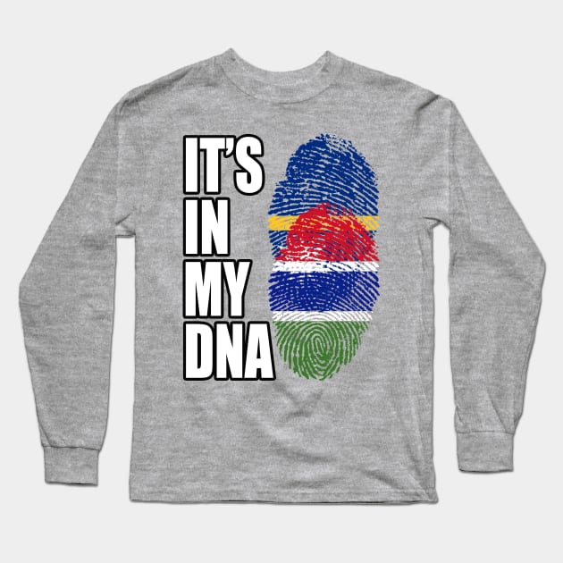 Gambian And Nauruan Mix DNA Flag Heritage Long Sleeve T-Shirt by Just Rep It!!
